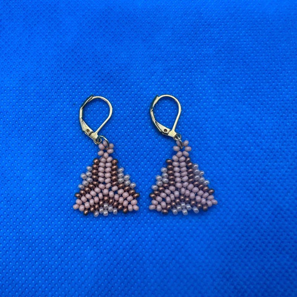 Elegant Beaded Triangle Earrings